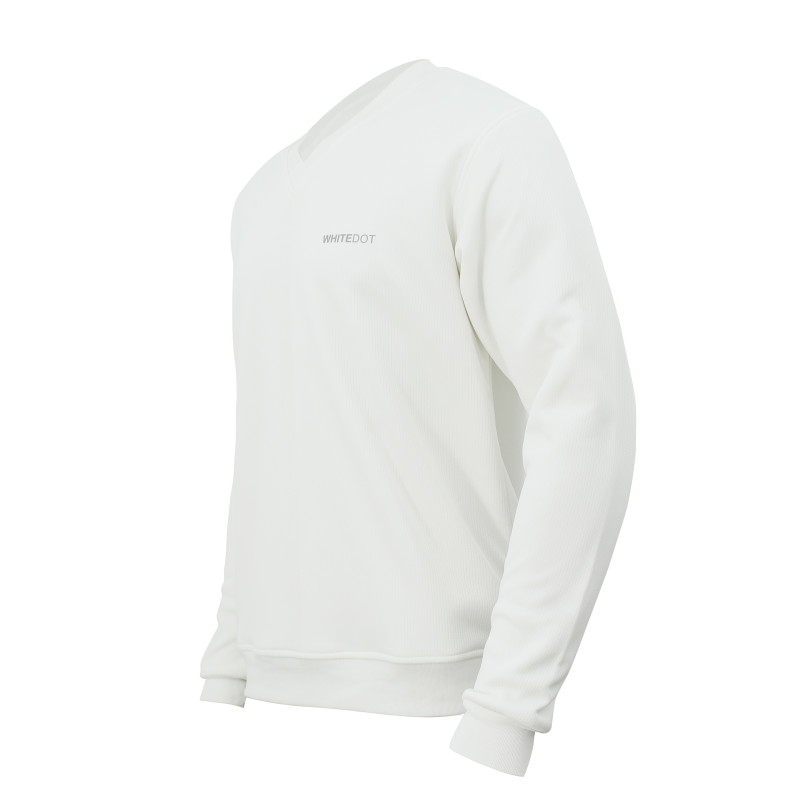 Whitedot Off White V Neck Full Sleeves Cricket Jumper Whitedot Off White V Neck Full Sleeves Cricket Jumper